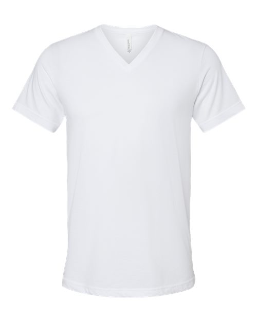 BELLA + CANVAS Unisex Heather CVC V-Neck Tee - Solid White Blend
