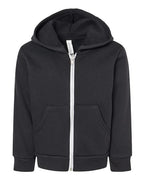 BELLA + CANVAS Toddler Sponge Fleece Full-Zip Hoodie Sweatshirt - Black