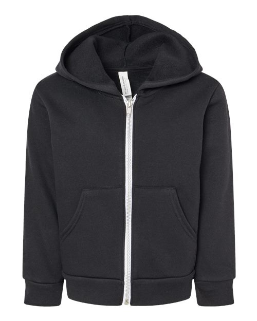 BELLA + CANVAS Toddler Sponge Fleece Full-Zip Hoodie Sweatshirt - Black