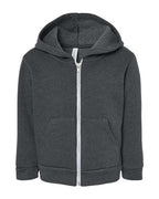 BELLA + CANVAS Toddler Sponge Fleece Full-Zip Hoodie Sweatshirt - Dark Grey Heather