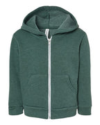 BELLA + CANVAS Toddler Sponge Fleece Full-Zip Hoodie Sweatshirt - Heather Forest
