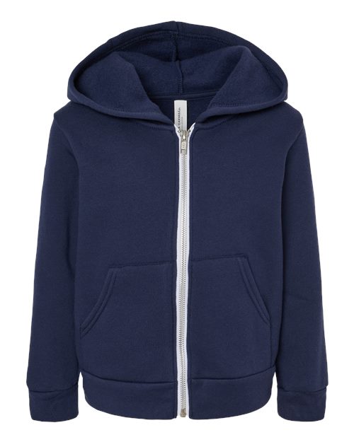BELLA + CANVAS Toddler Sponge Fleece Full-Zip Hoodie Sweatshirt - Navy
