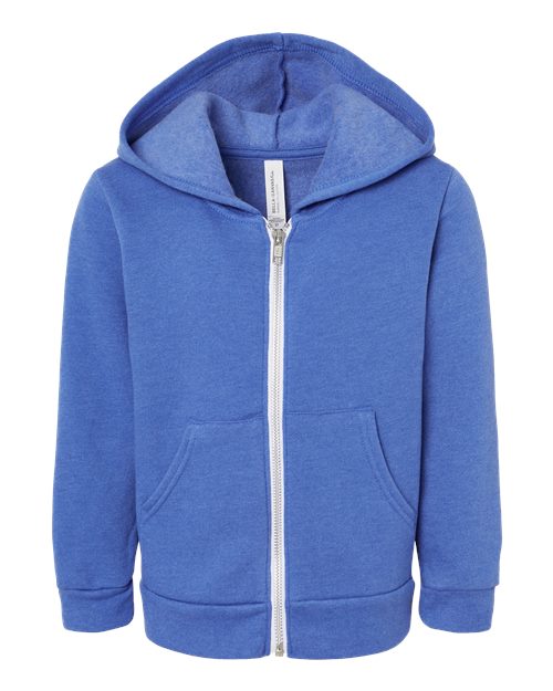 BELLA + CANVAS Toddler Sponge Fleece Full-Zip Hoodie Sweatshirt - Heather True Royal