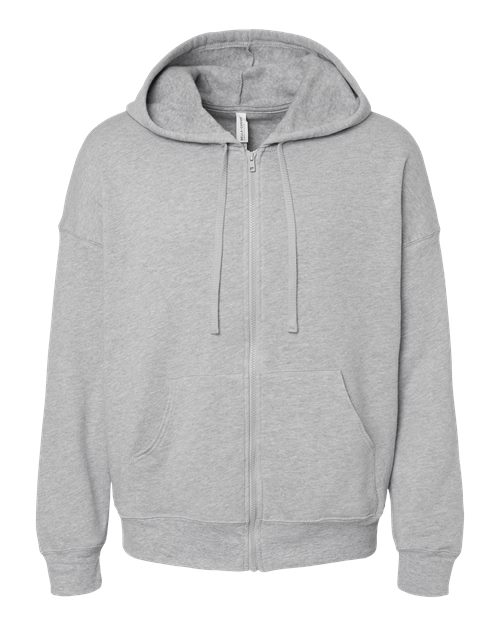 BELLA + CANVAS Unisex Sponge Fleece DTM Full-Zip Hoodie Sweatshirt - Athletic Heather