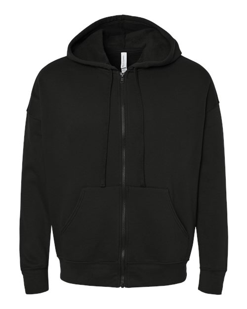 BELLA + CANVAS Unisex Sponge Fleece DTM Full-Zip Hoodie Sweatshirt - Black