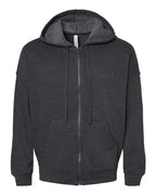BELLA + CANVAS Unisex Sponge Fleece DTM Full-Zip Hoodie Sweatshirt - Dark Grey Heather
