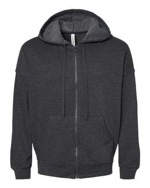 BELLA + CANVAS Unisex Sponge Fleece DTM Full-Zip Hoodie Sweatshirt - Dark Grey Heather
