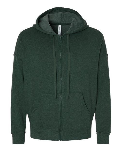 BELLA + CANVAS Unisex Sponge Fleece DTM Full-Zip Hoodie Sweatshirt - Heather Forest