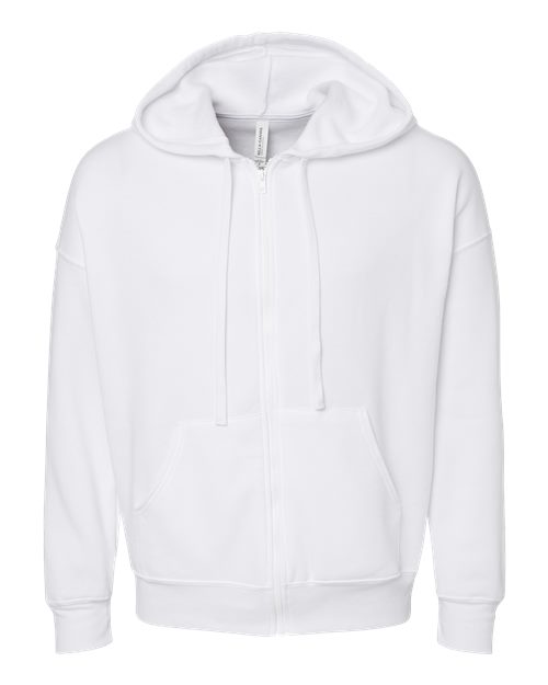 BELLA + CANVAS Unisex Sponge Fleece DTM Full-Zip Hoodie Sweatshirt - White