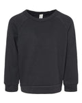 BELLA + CANVAS Toddler Sponge Fleece Raglan Crewneck Sweatshirt - Black