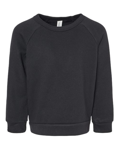 BELLA + CANVAS Toddler Sponge Fleece Raglan Crewneck Sweatshirt - Black