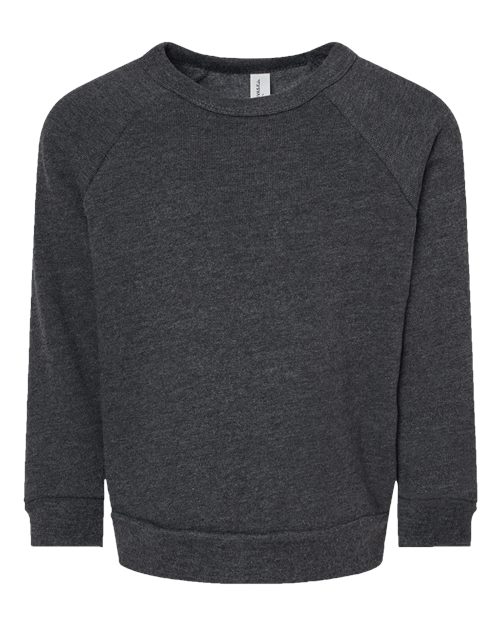 BELLA + CANVAS Toddler Sponge Fleece Raglan Crewneck Sweatshirt - Dark Grey Heather