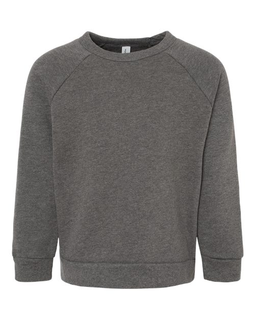BELLA + CANVAS Toddler Sponge Fleece Raglan Crewneck Sweatshirt - Deep Heather