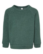 BELLA + CANVAS Toddler Sponge Fleece Raglan Crewneck Sweatshirt - Heather Forest