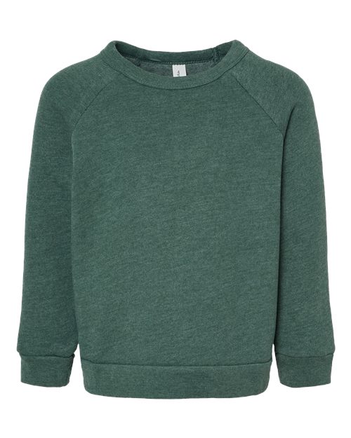 BELLA + CANVAS Toddler Sponge Fleece Raglan Crewneck Sweatshirt - Heather Forest