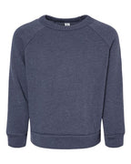 BELLA + CANVAS Toddler Sponge Fleece Raglan Crewneck Sweatshirt - Heather Navy