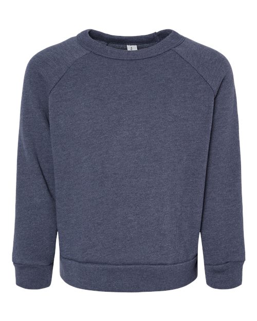 BELLA + CANVAS Toddler Sponge Fleece Raglan Crewneck Sweatshirt - Heather Navy