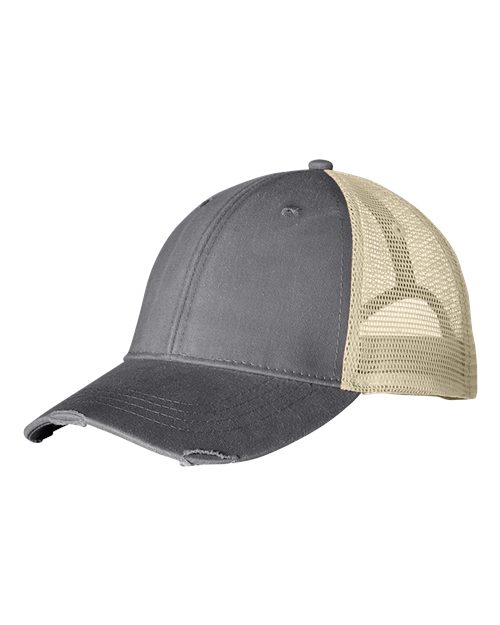 Adams Headwear Ollie Distressed Trucker Cap - Charcoal/ Tan