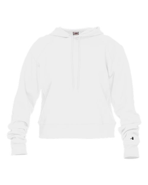 Badger Women's Crop Hooded Sweatshirt - White