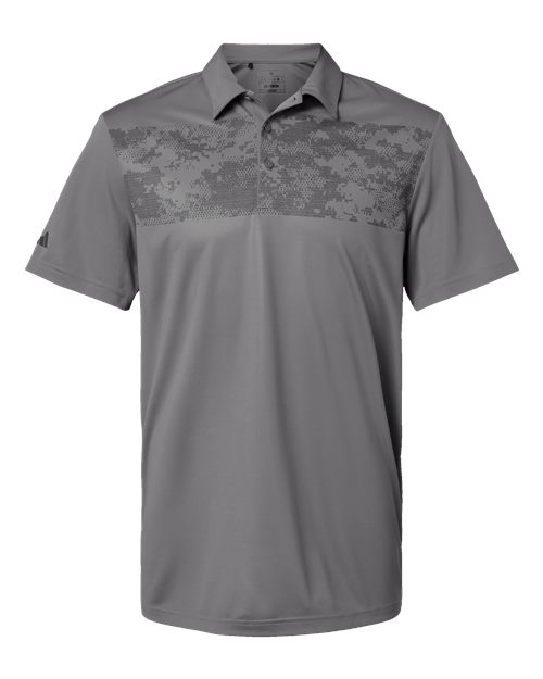 Adidas Men's Camo Chest Print Polo - Grey Three