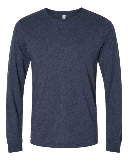 BELLA + CANVAS Heather CVC Long Sleeve Tee (Part 2 of 3) - Heather Midnight Navy