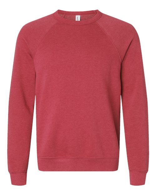 BELLA + CANVAS Unisex Sponge Fleece Raglan Crewneck Sweatshirt (Part 2 of 3) - Heather Red