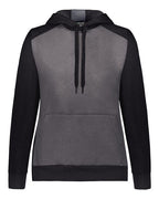 Augusta Sportswear Women's Eco Revive™ Three-Season Triblend Fleece Hooded Sweatshirt - Carbon Heather/ Black