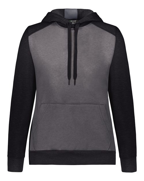 Augusta Sportswear Women's Eco Revive™ Three-Season Triblend Fleece Hooded Sweatshirt - Carbon Heather/ Black