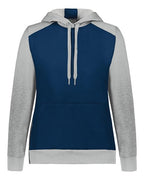Augusta Sportswear Women's Eco Revive™ Three-Season Triblend Fleece Hooded Sweatshirt - Navy/ Grey Heather