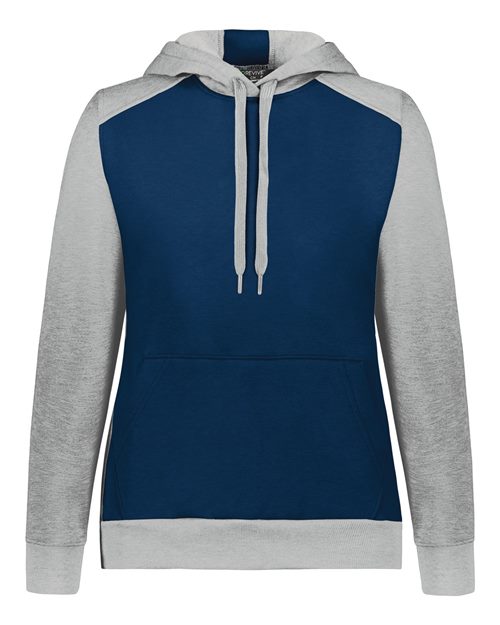 Augusta Sportswear Women's Eco Revive™ Three-Season Triblend Fleece Hooded Sweatshirt - Navy/ Grey Heather