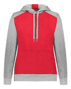 Augusta Sportswear Women's Eco Revive™ Three-Season Triblend Fleece Hooded Sweatshirt - Scarlet/ Grey Heather