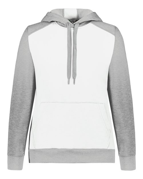 Augusta Sportswear Women's Eco Revive™ Three-Season Triblend Fleece Hooded Sweatshirt - White/ Grey Heather