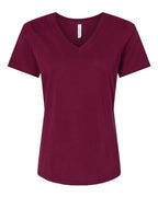 BELLA + CANVAS Women’s Relaxed Jersey V-Neck Tee - Maroon