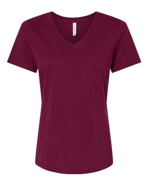 BELLA + CANVAS Women’s Relaxed Jersey V-Neck Tee - Maroon