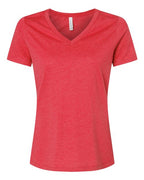 BELLA + CANVAS Women's Relaxed Heather CVC V-Neck Tee - Heather Red