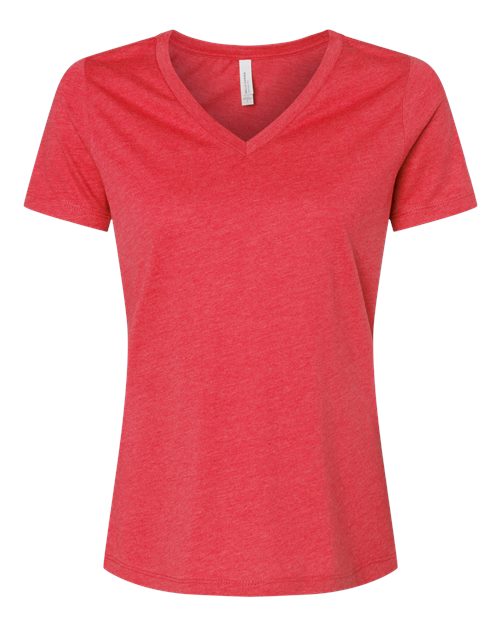 BELLA + CANVAS Women's Relaxed Heather CVC V-Neck Tee - Heather Red