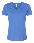 BELLA + CANVAS Women's Relaxed Heather CVC V-Neck Tee - Heather True Royal