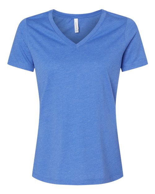 BELLA + CANVAS Women's Relaxed Heather CVC V-Neck Tee - Heather True Royal