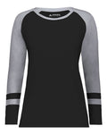 Augusta Sportswear Women's Triblend Fanatic 2.0 Long Sleeve T-Shirt - Black/ Grey Heather