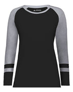 Augusta Sportswear Women's Triblend Fanatic 2.0 Long Sleeve T-Shirt - Black/ Grey Heather