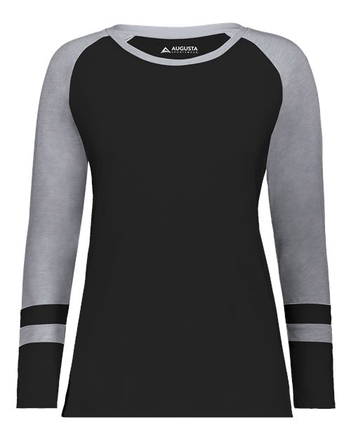 Augusta Sportswear Women's Triblend Fanatic 2.0 Long Sleeve T-Shirt - Black/ Grey Heather