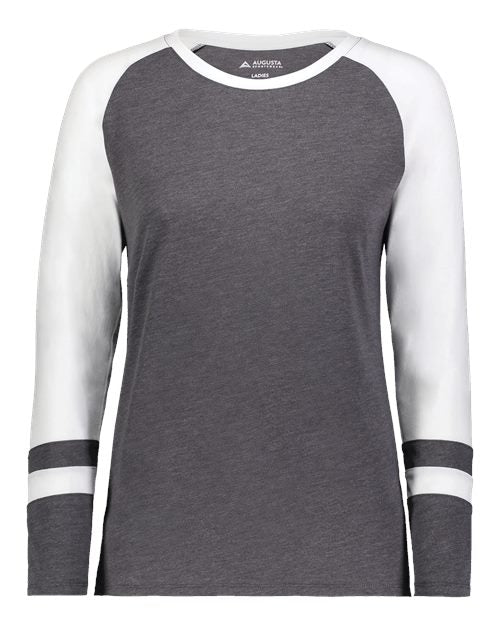 Augusta Sportswear Women's Triblend Fanatic 2.0 Long Sleeve T-Shirt - Carbon Heather/ White