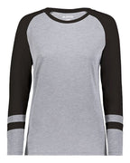 Augusta Sportswear Women's Triblend Fanatic 2.0 Long Sleeve T-Shirt - Grey Heather/ Black