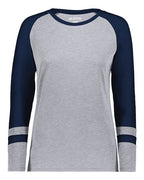 Augusta Sportswear Women's Triblend Fanatic 2.0 Long Sleeve T-Shirt - Grey Heather/ Navy