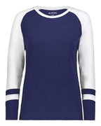 Augusta Sportswear Women's Triblend Fanatic 2.0 Long Sleeve T-Shirt - Navy/ White