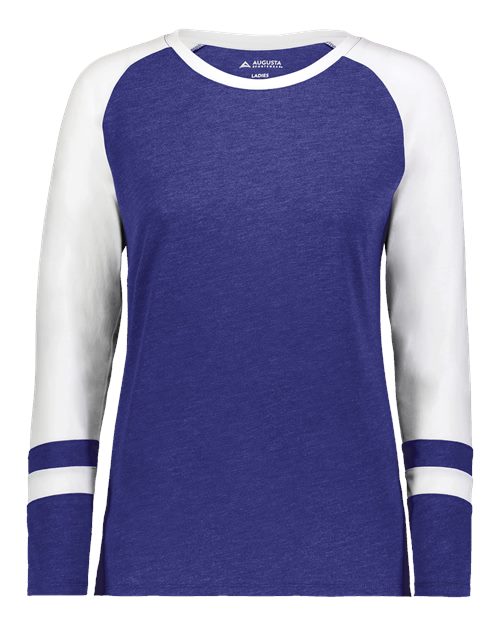 Augusta Sportswear Women's Triblend Fanatic 2.0 Long Sleeve T-Shirt - Purple/ White