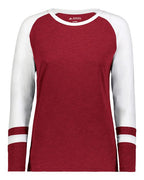 Augusta Sportswear Women's Triblend Fanatic 2.0 Long Sleeve T-Shirt - Scarlet/ White