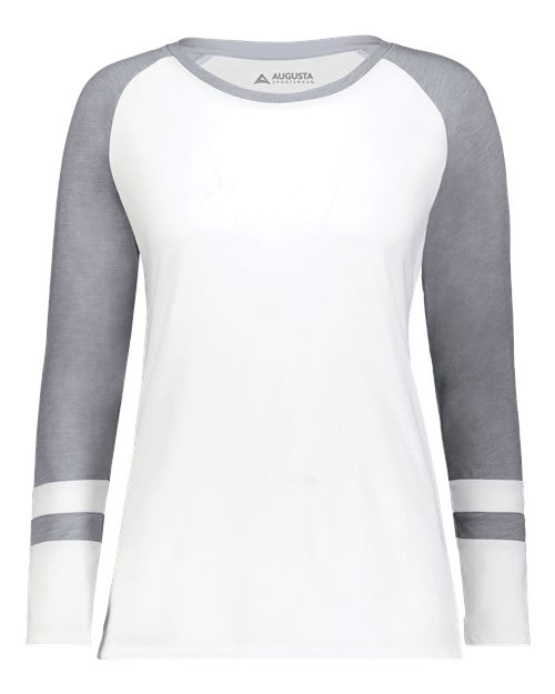 Augusta Sportswear Women's Triblend Fanatic 2.0 Long Sleeve T-Shirt - White/ Grey Heather