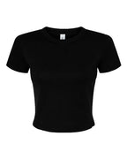BELLA + CANVAS Women's Micro Rib Baby Tee - Solid Black Blend