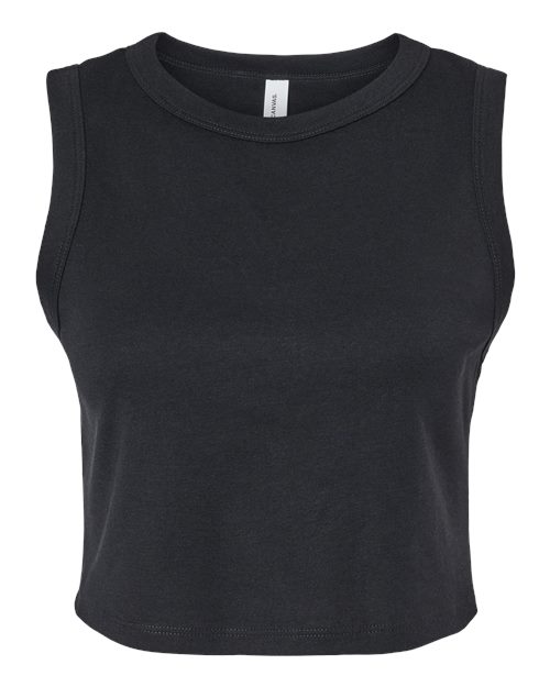 BELLA + CANVAS Women's Micro Rib Muscle Crop Tank - Solid Black Blend